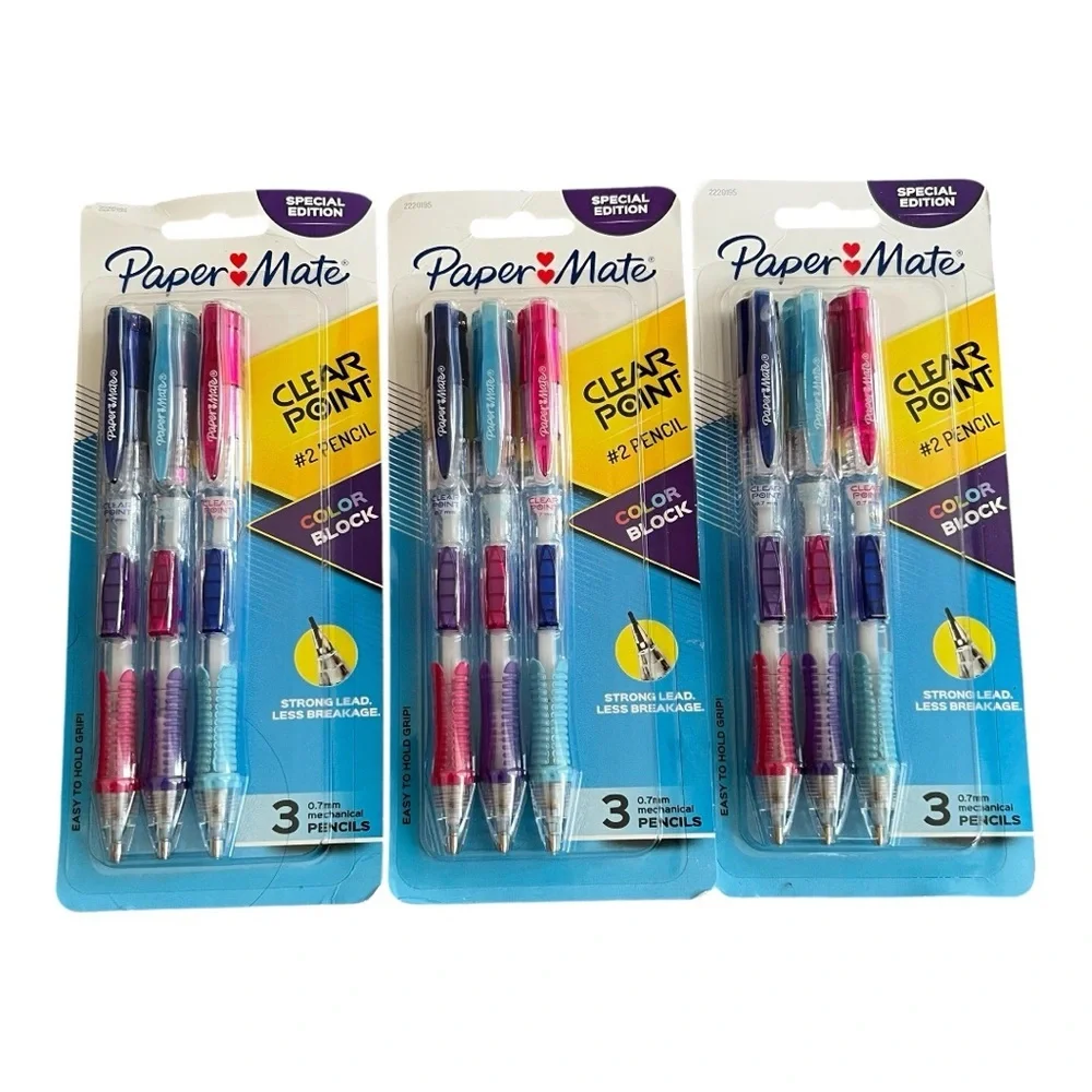 Paper Mate ClearPoint Mechanical Pencils - Blue, Pink, Purple (3-Pack)